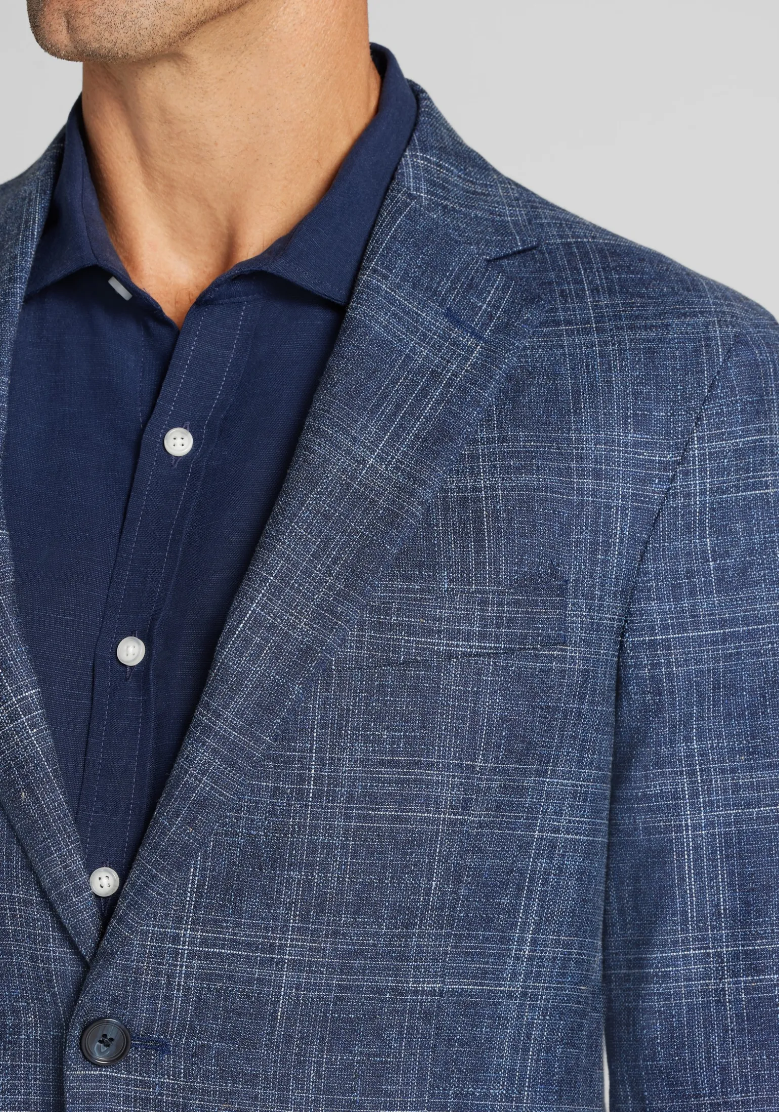 Reserve Collection Tailored Fit Wool-Cotton Blend Medium Plaid Sportcoat