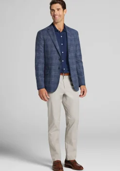 Reserve Collection Tailored Fit Wool-Cotton Blend Medium Plaid Sportcoat