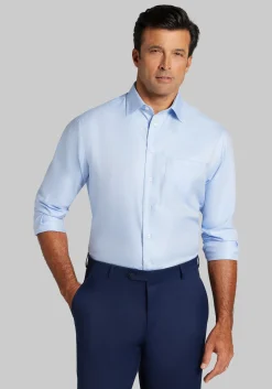Reserve Collection Tailored Fit Spread Collar Herringbone Pattern Dress Shirt - Big & Tall