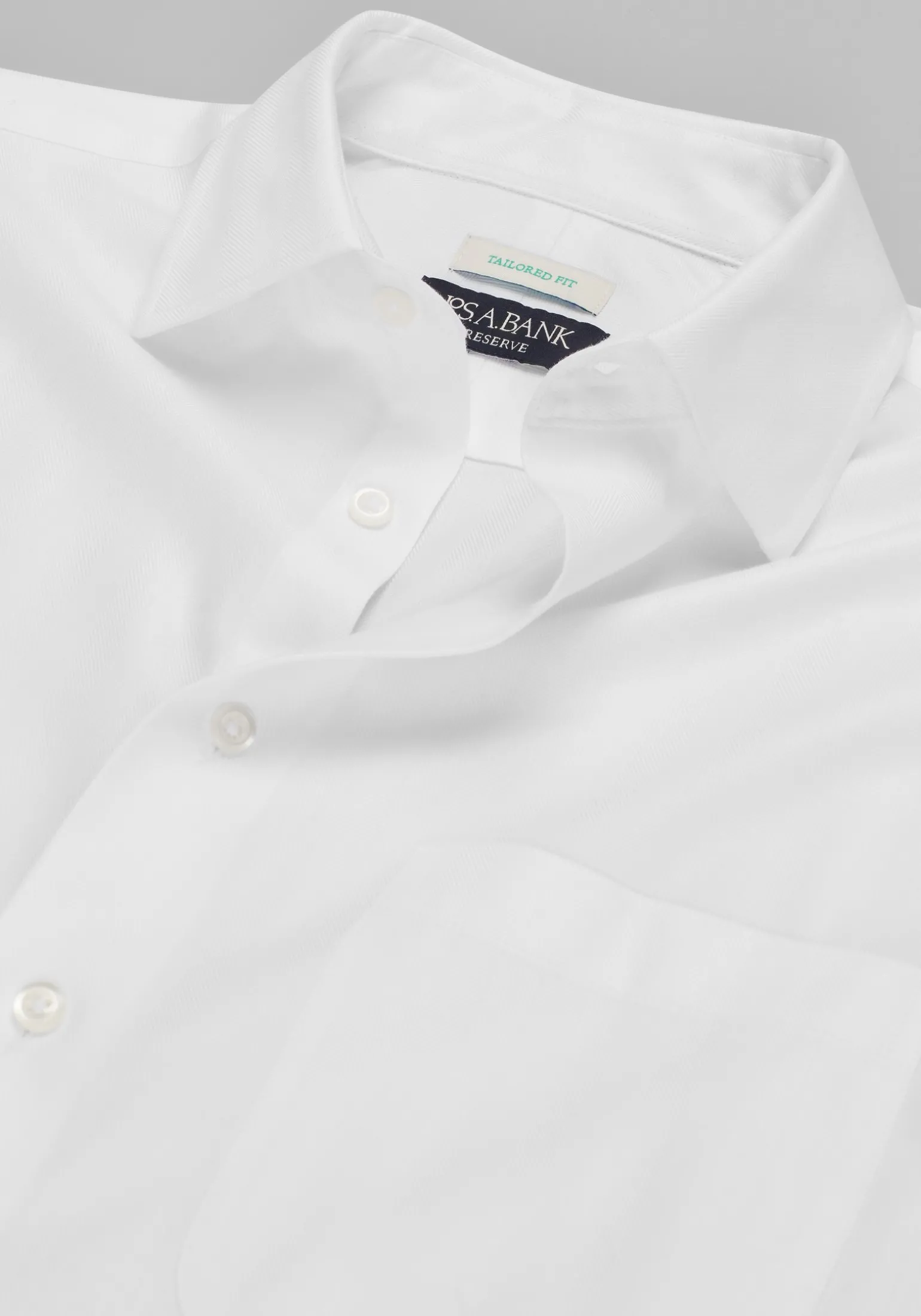 Reserve Collection Tailored Fit Spread Collar Herringbone Dress Shirt