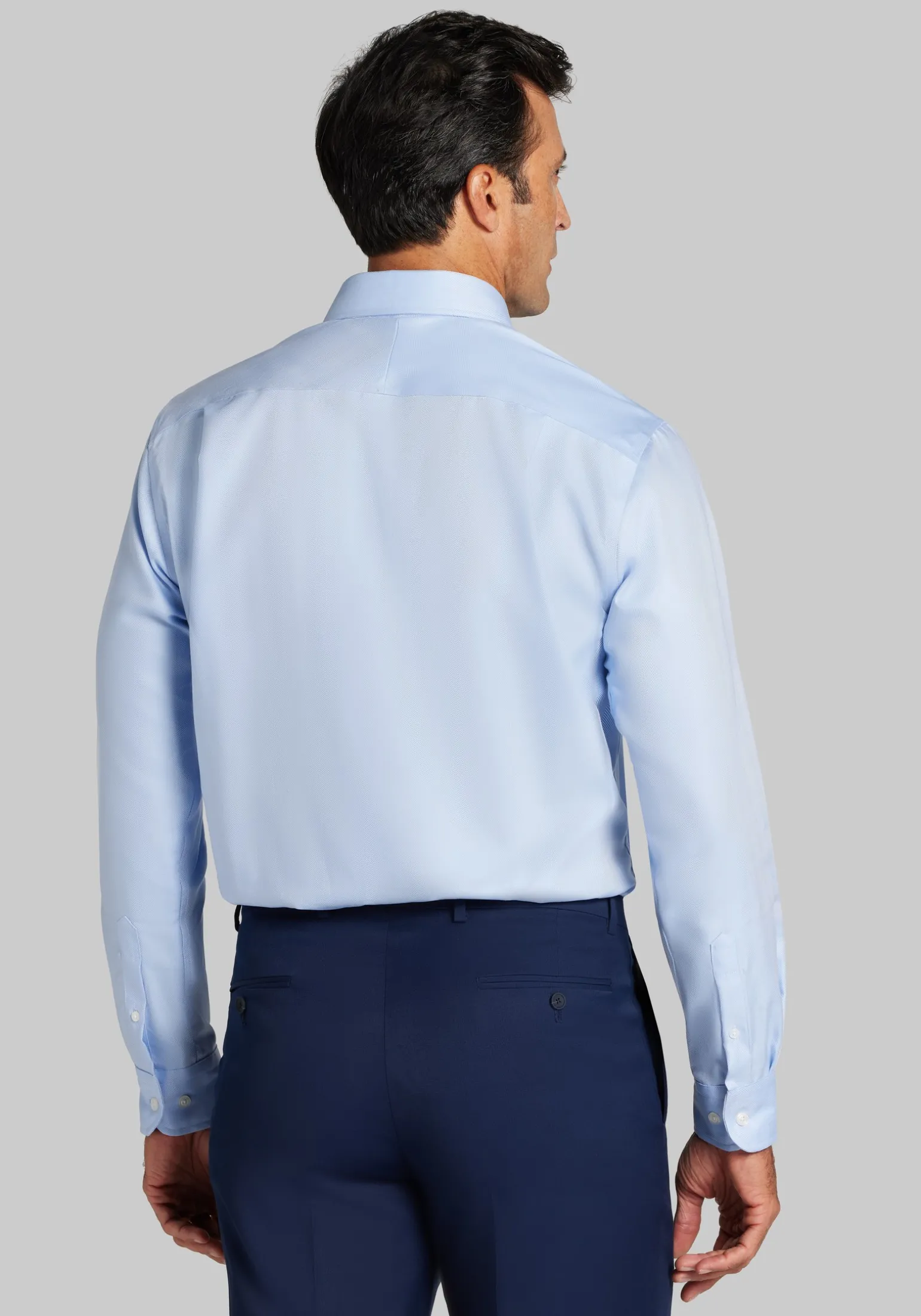 Reserve Collection Tailored Fit Spread Collar Herringbone Dress Shirt