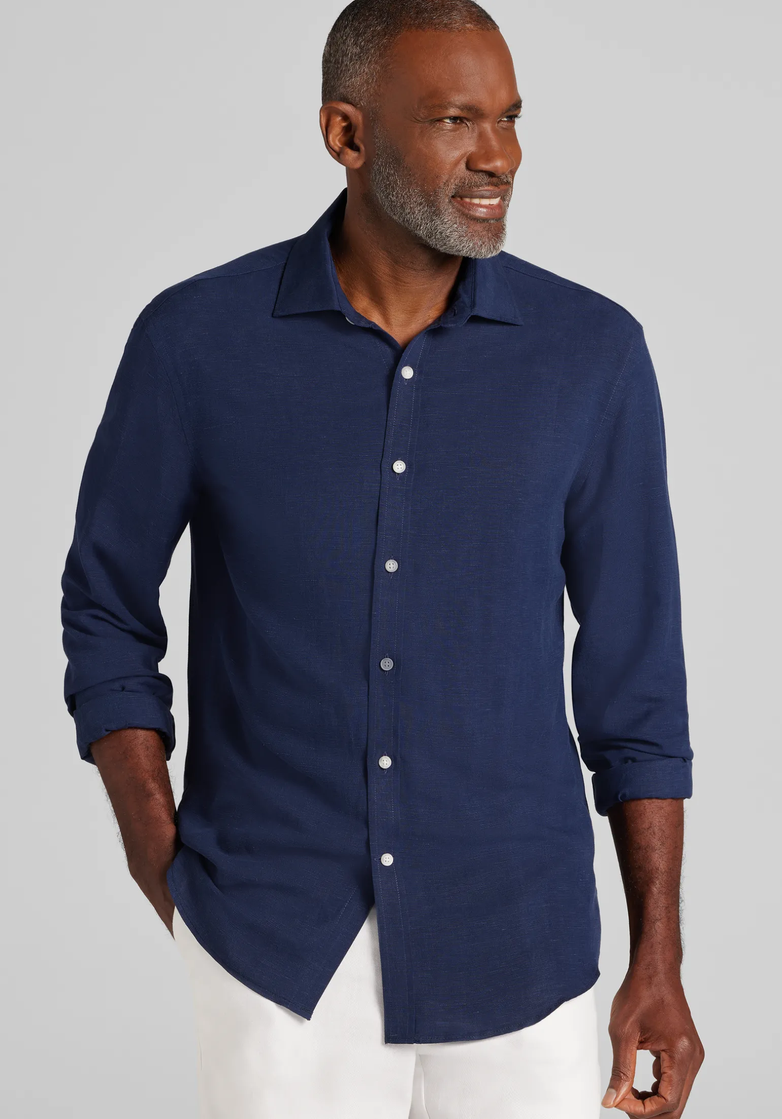 Reserve Collection Tailored Fit Linen Button Up Shirt