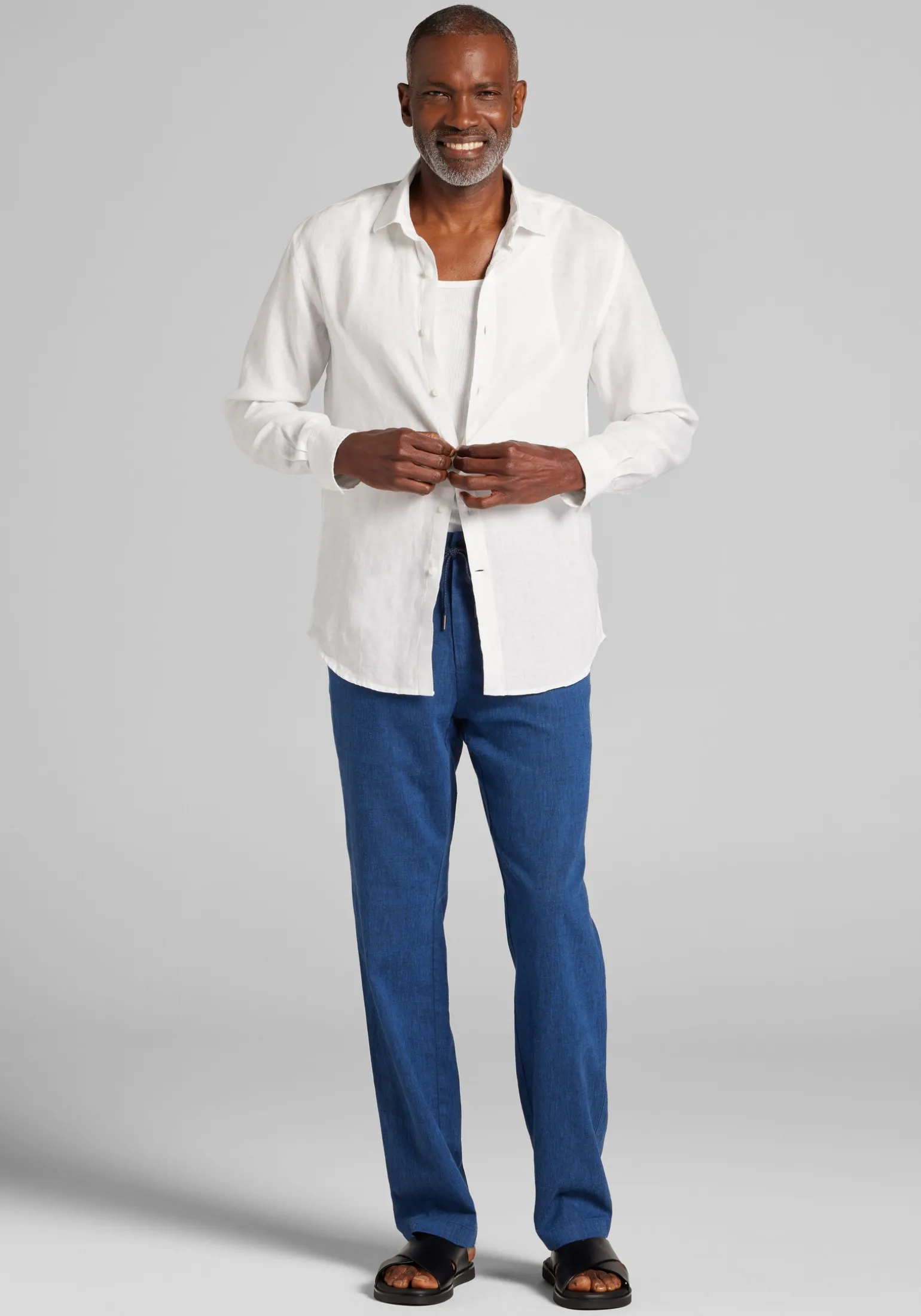 Reserve Collection Tailored Fit Linen Button Up Shirt