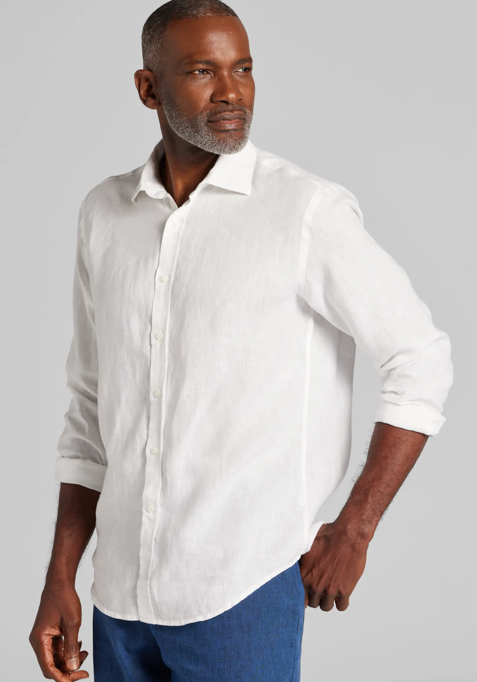 Reserve Collection Tailored Fit Linen Button Up Shirt