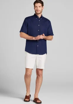 Reserve Collection Tailored Fit Linen Short Sleeve Button Up Shirt