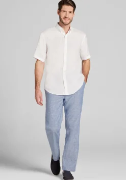 Reserve Collection Tailored Fit Linen Short Sleeve Button Up Shirt