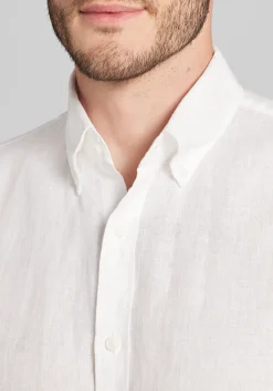 Reserve Collection Tailored Fit Linen Short Sleeve Button Up Shirt