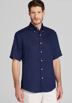 Reserve Collection Tailored Fit Linen Short Sleeve Button Up Shirt