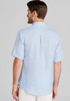 Reserve Collection Tailored Fit Linen Short Sleeve Button Up Shirt