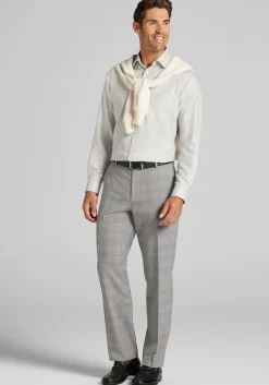 Reserve Collection Tailored Fit Solid Herringbone Dress Shirt