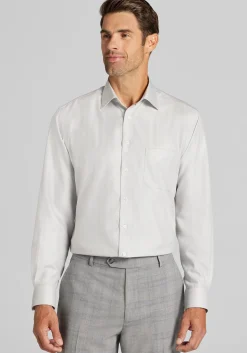 Reserve Collection Tailored Fit Solid Herringbone Dress Shirt