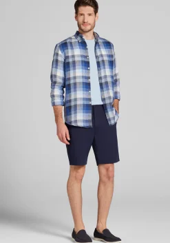 Reserve Collection Tailored Fit Tonal Check Linen Button Up Shirt