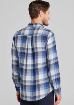 Reserve Collection Tailored Fit Tonal Check Linen Button Up Shirt
