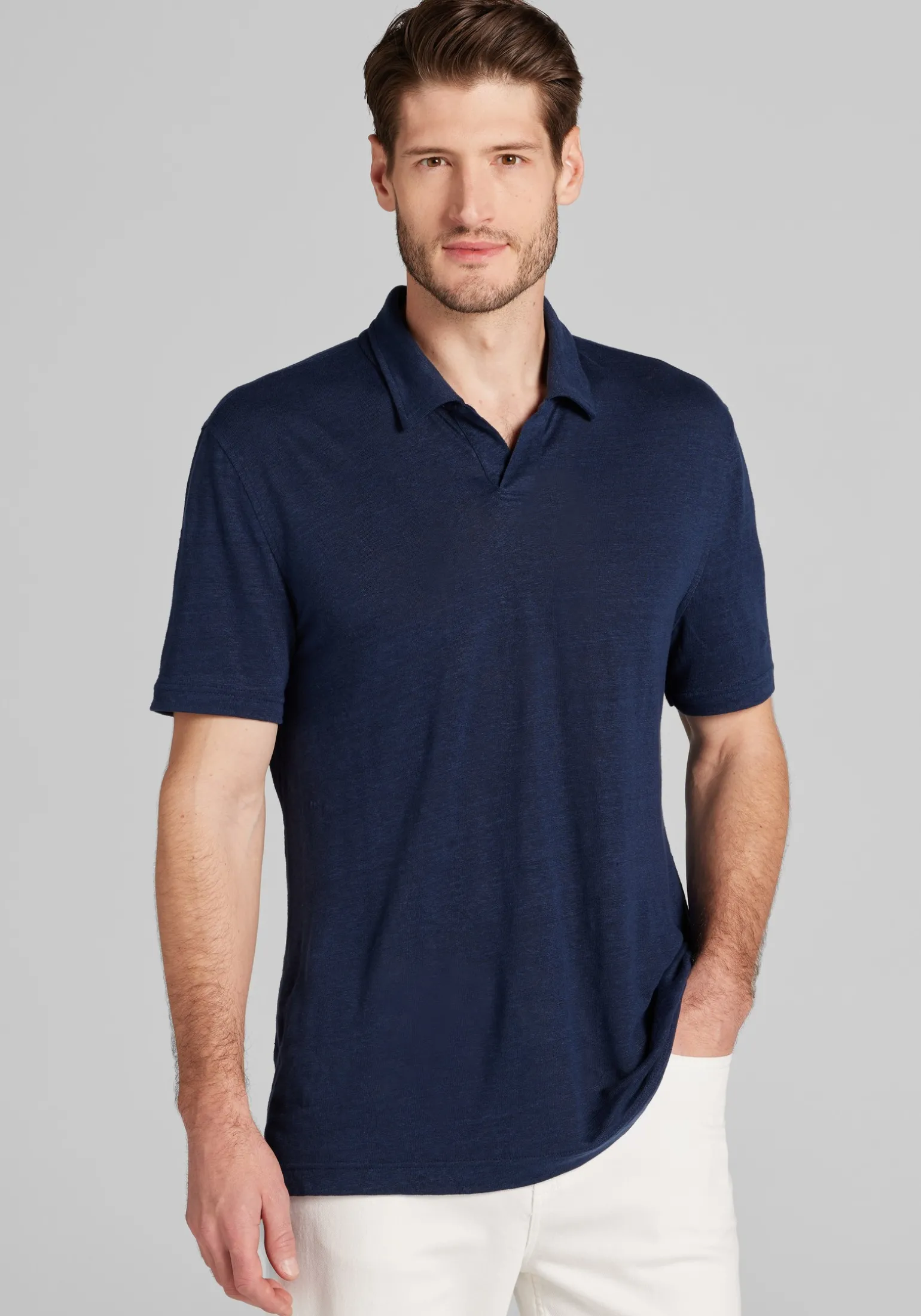 Reserve Collection Tailored Fit Short Sleeve Open Collar Polo