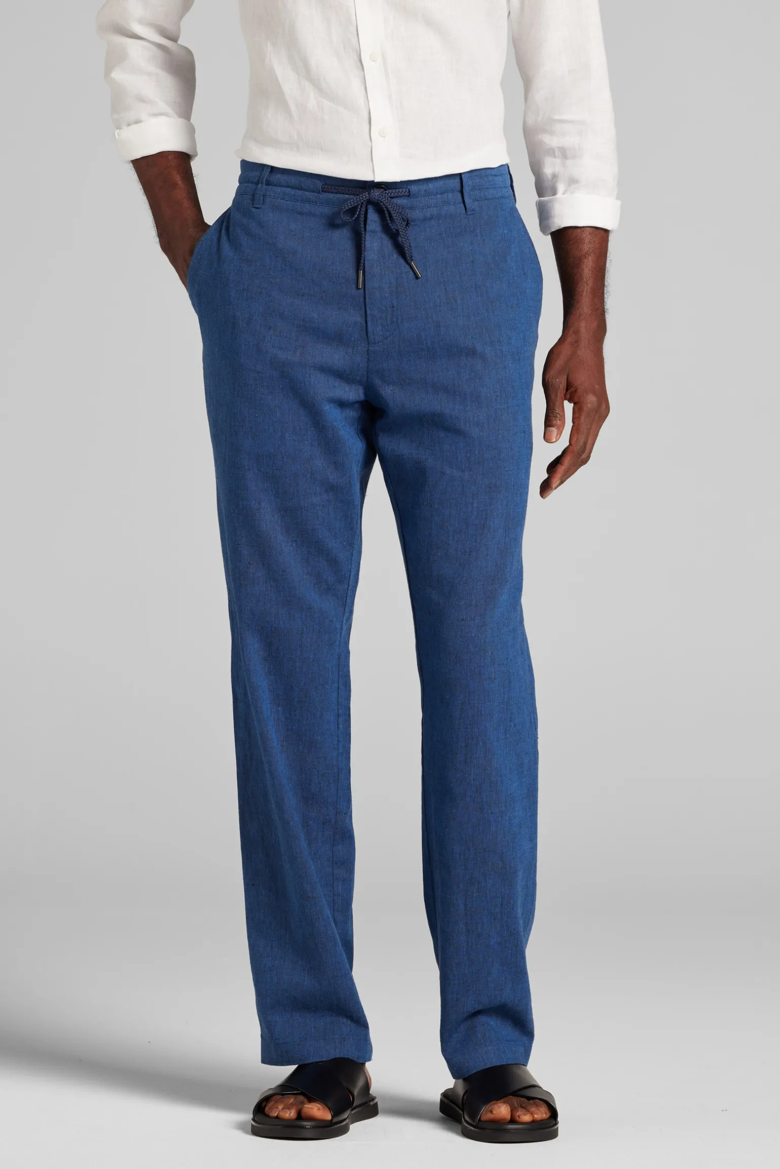 Reserve Collection Tailored Fit Basketweave Linen Blend Drawstring Pants CLEARANCE