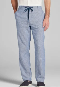 Reserve Collection Tailored Fit Stripe Linen Blend Drawstring Pants CLEARANCE
