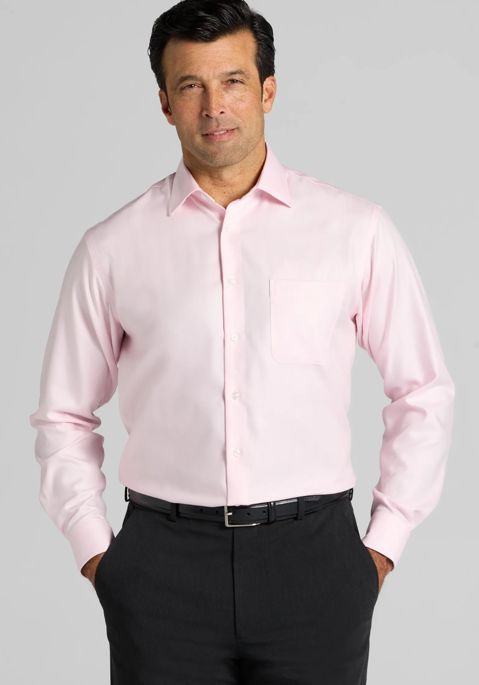 Reserve Collection Traditional Fit Spread Collar Herringbone Dress Shirt