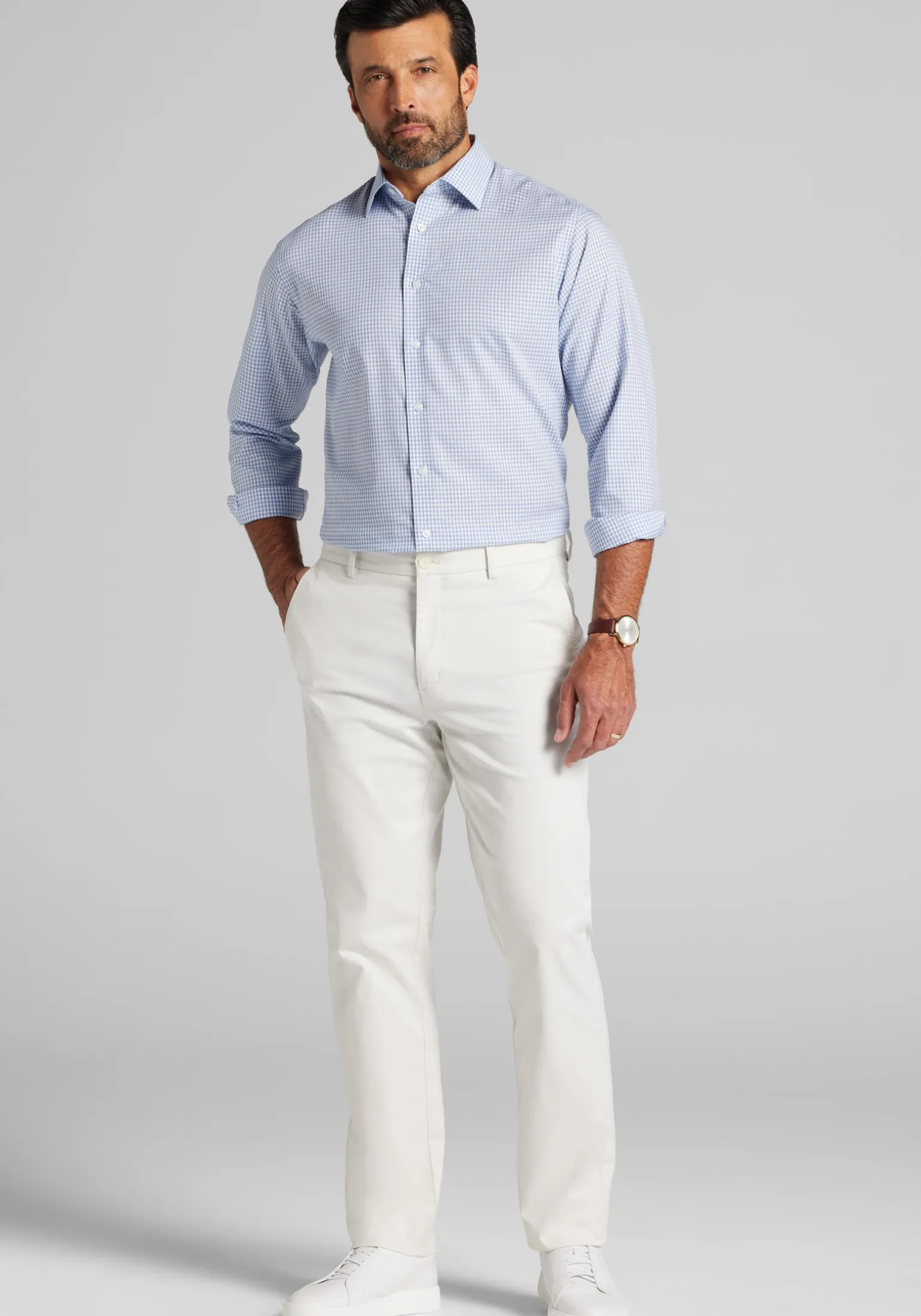 Reserve Collection Traditional Fit Spread Collar Gingham Dress Shirt
