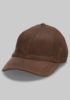 Scala Unstructured Oily Timber Leather Baseball Cap