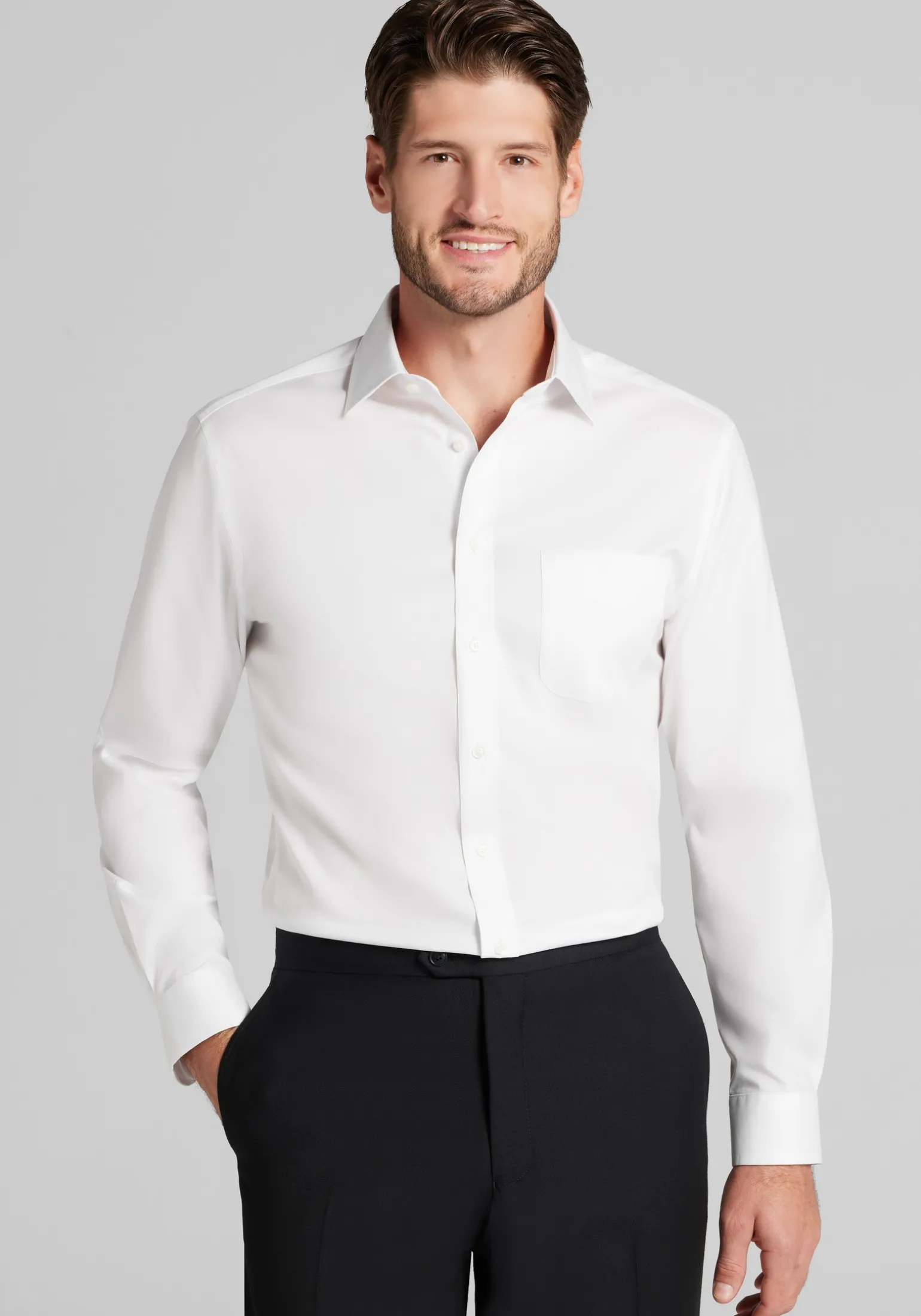 Traveler® Collection Slim Fit Spread Collar Solid Dress Shirt - Big & Tall