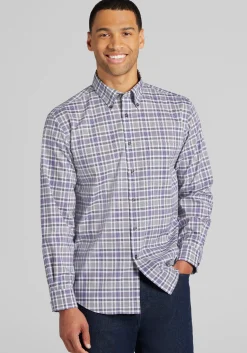 Traveler® Collection Tailored Fit Grid Check Button Up Shirt - Big & Tall