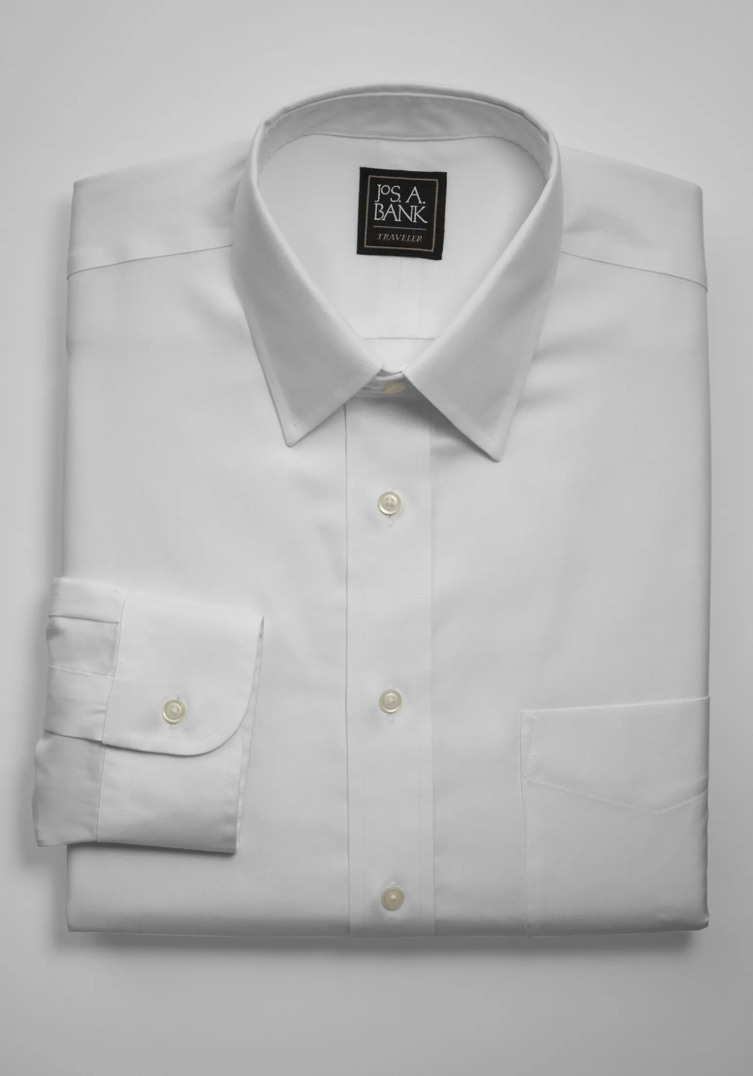 Traveler® Collection Tailored Fit Point Collar Solid Dress Shirt