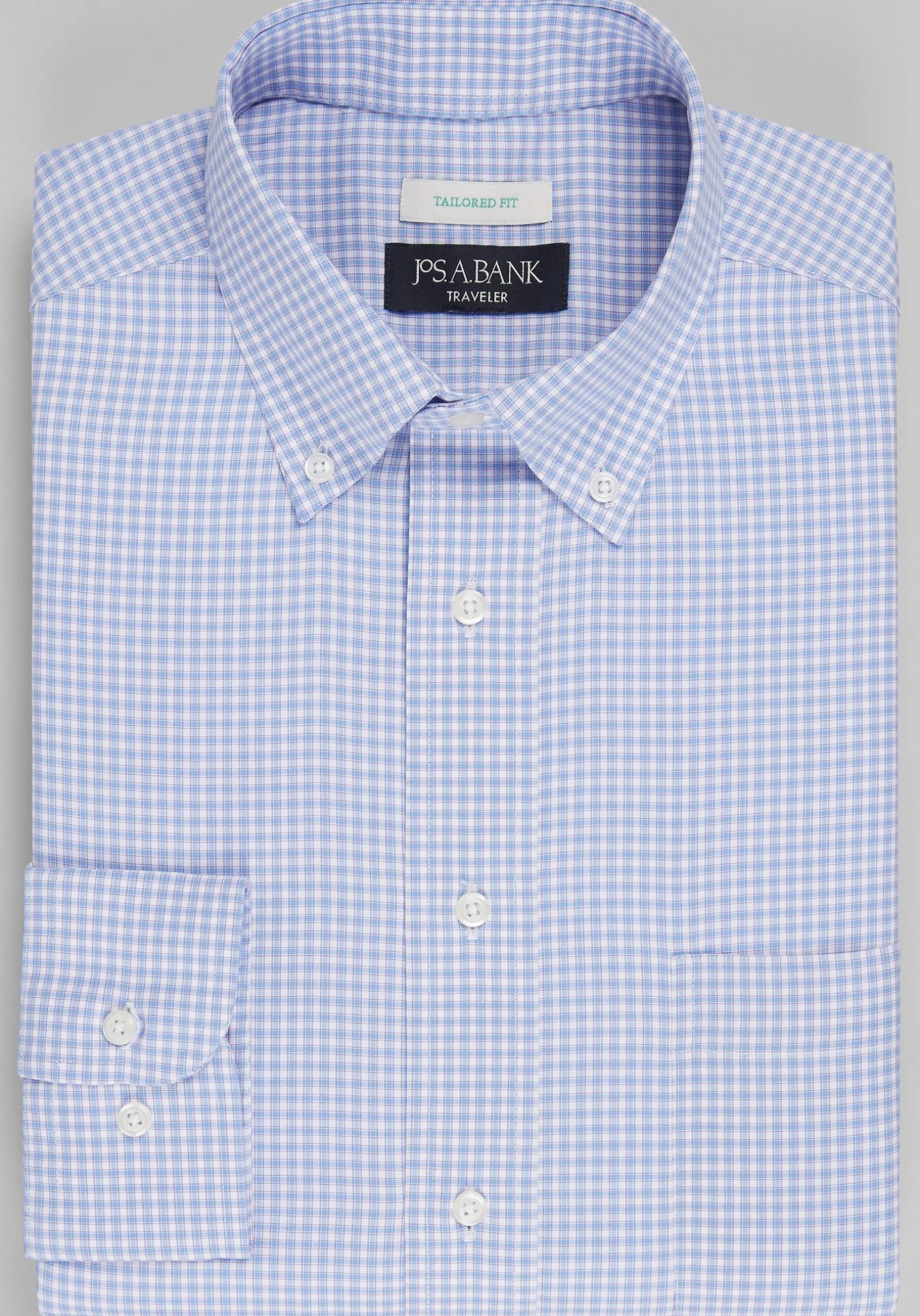 Traveler® Collection Tailored Fit Small Check Dress Shirt