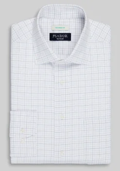 Traveler® Collection Tailored Fit Spread Collar Tattersall Dress Shirt