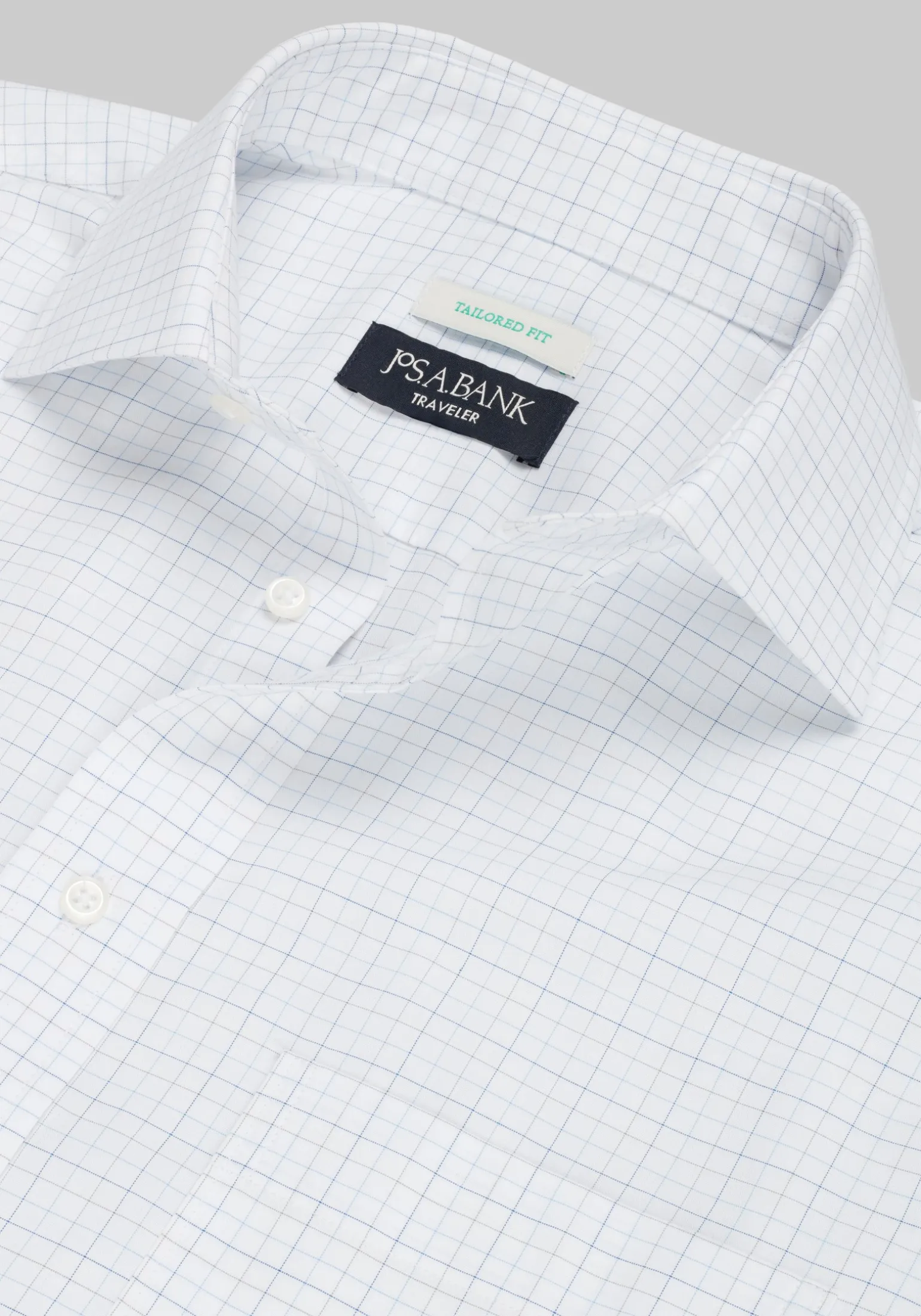 Traveler® Collection Tailored Fit Spread Collar Tattersall Dress Shirt