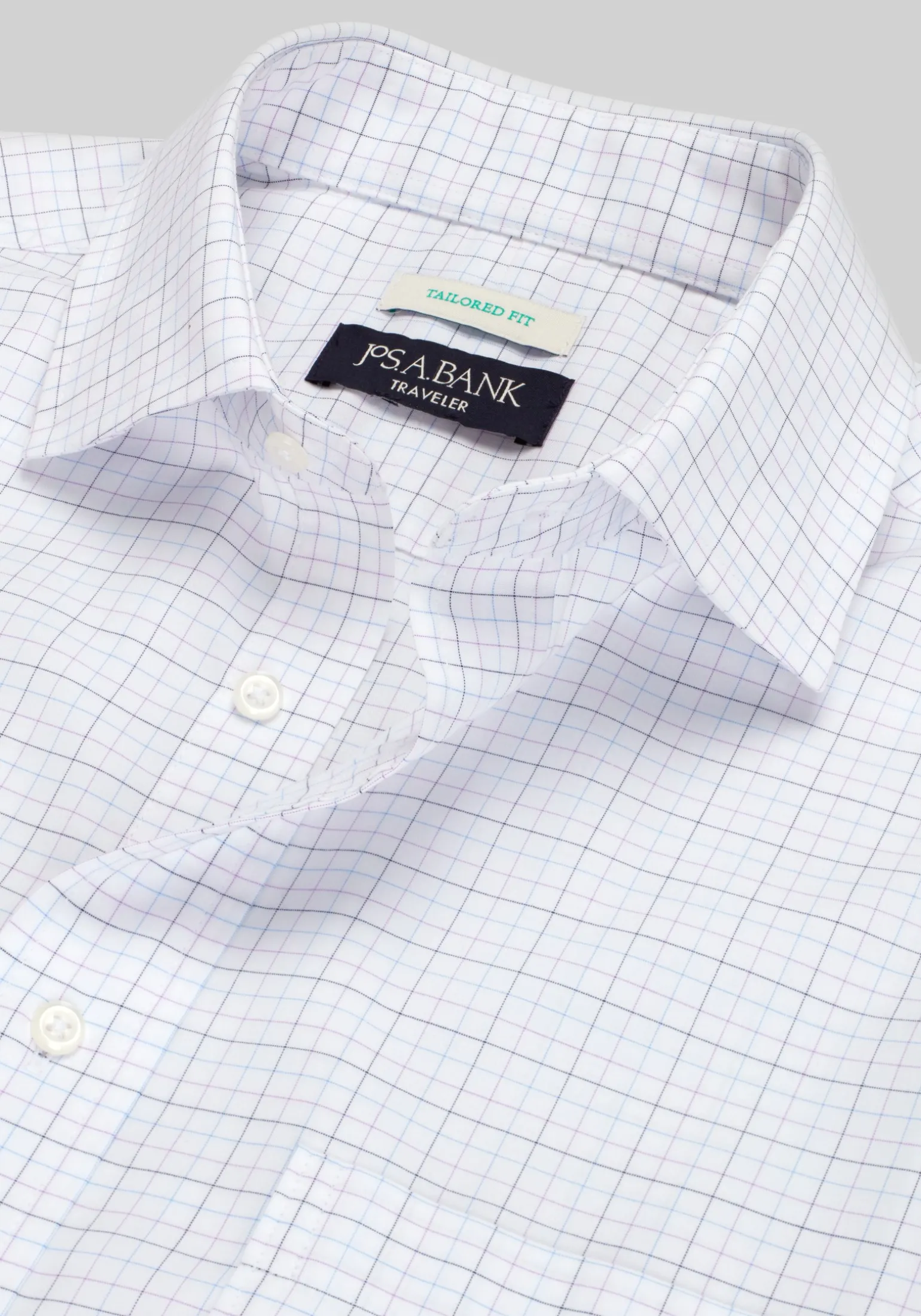 Traveler® Collection Tailored Fit Spread Collar Tattersall Dress Shirt