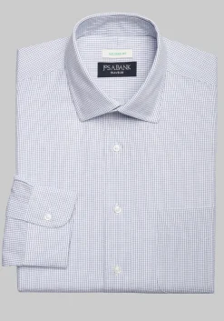 Traveler® Collection Tailored Fit Spread Collar Mini Check Dress Shirt