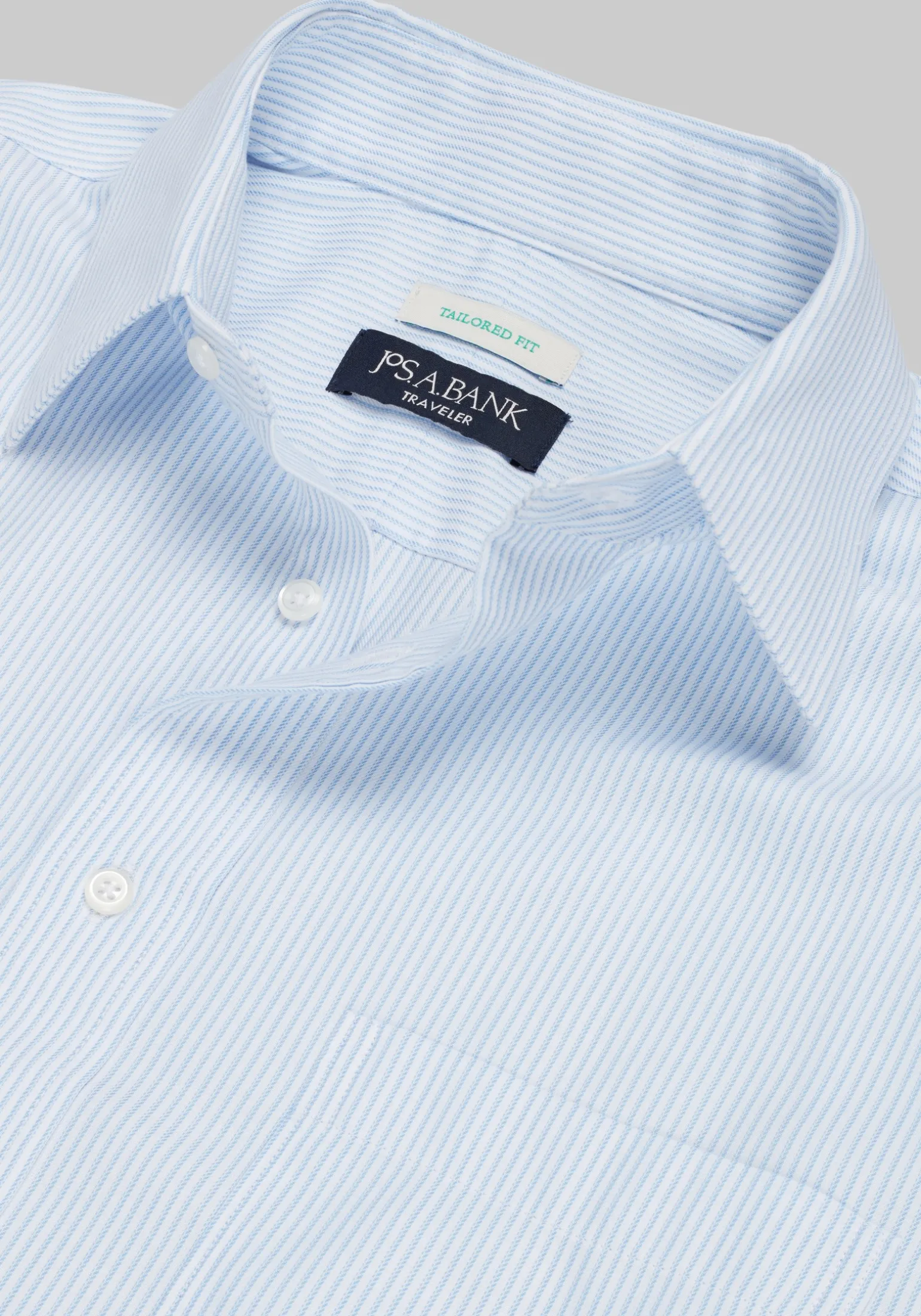 Traveler® Collection Tailored Fit Point Collar Stripe Dress Shirt