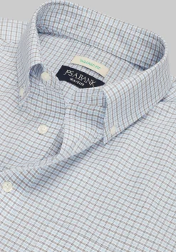 Traveler® Collection Tailored Fit Button-Down Collar Grid Dress Shirt