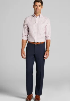 Traveler® Collection Tailored Fit Mini Plaid Dress Shirt