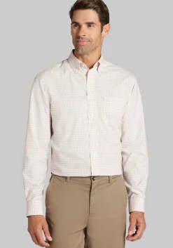 Traveler® Collection Tailored Fit Button-Down Collar Plaid Dress Shirt