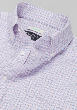 Traveler® Collection Tailored Fit Button-Down Collar Plaid Dress Shirt