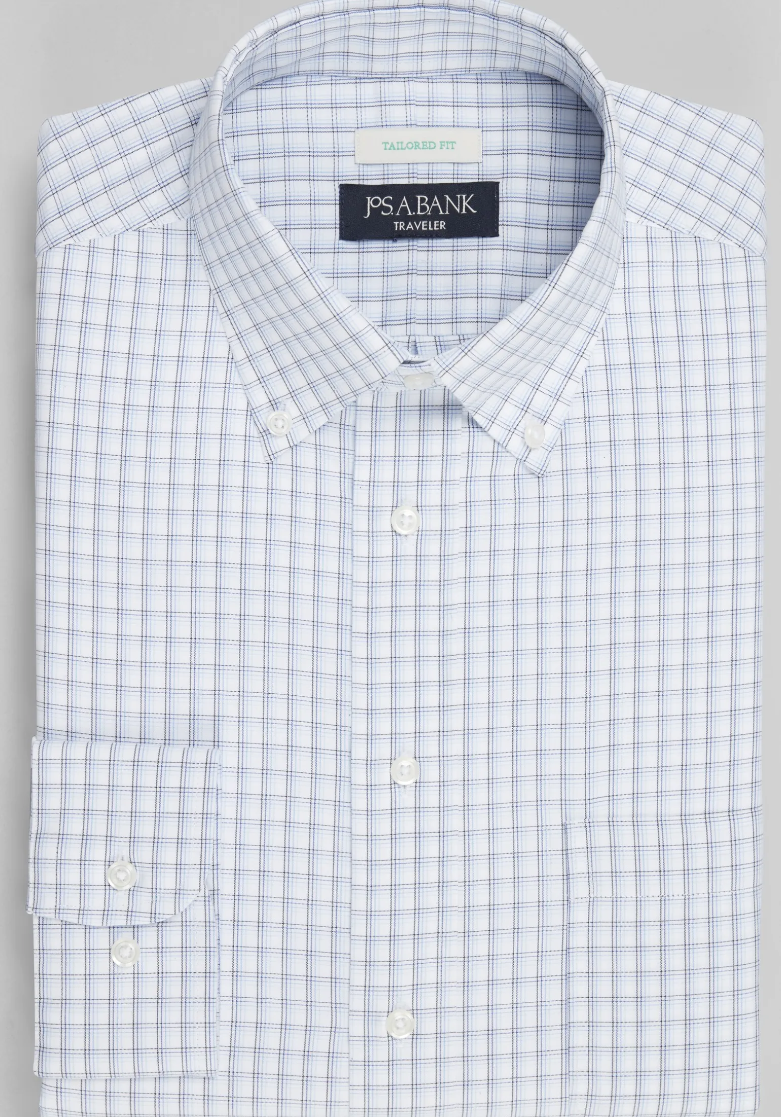 Traveler® Collection Tailored Fit Button-Down Collar Gradient Check Dress Shirt