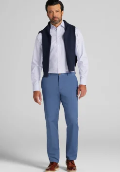 Traveler® Collection Tailored Fit Spread Collar Grid Dress Shirt