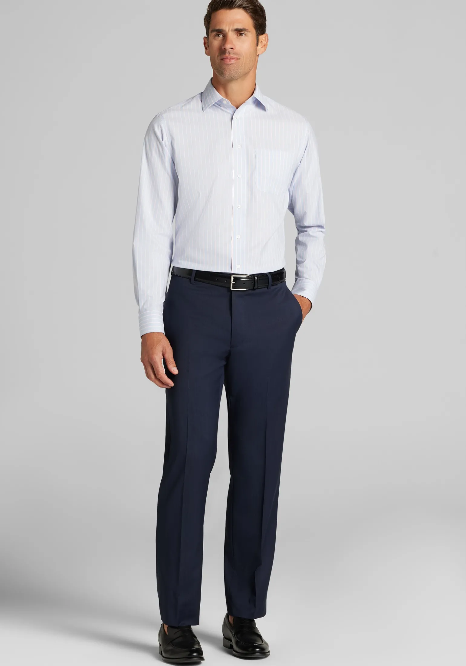 Traveler® Collection Tailored Fit Stripe Dress Shirt