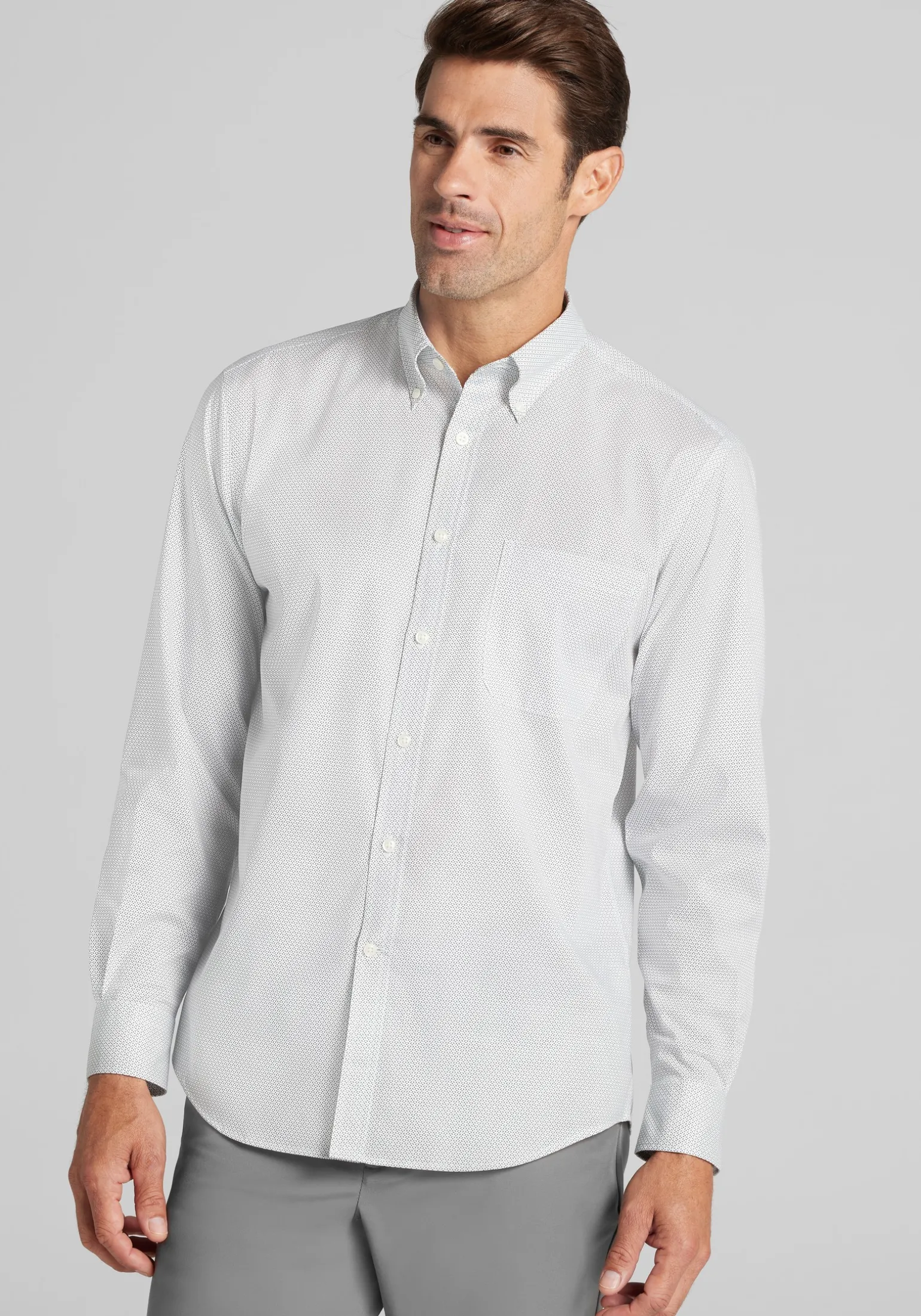Traveler® Collection Tailored Fit Micro Geo Button Up Shirt
