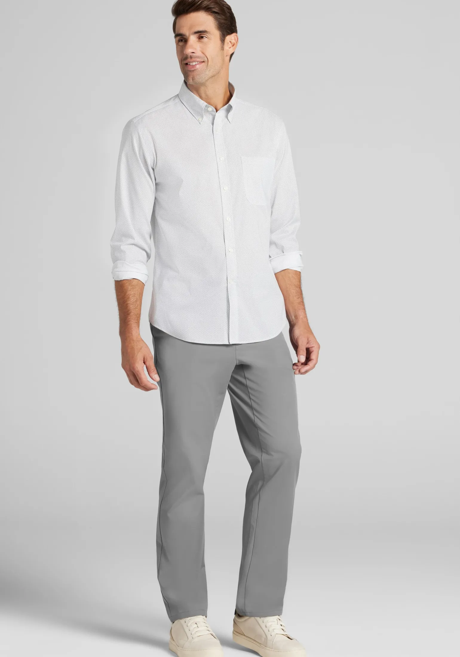 Traveler® Collection Tailored Fit Micro Geo Button Up Shirt