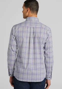 Traveler® Collection Tailored Fit Grid Check Button Up Shirt