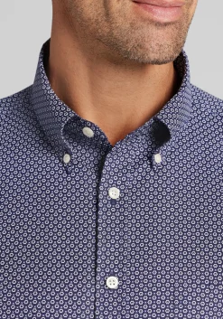 Traveler® Collection Tailored Fit Hexagon Button Up Shirt