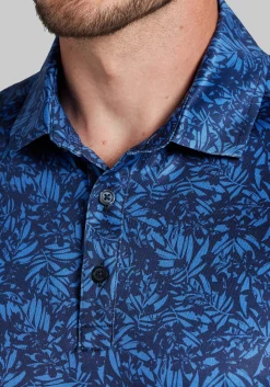 Traveler® Collection Tailored Fit Tonal Palm Pattern Polo