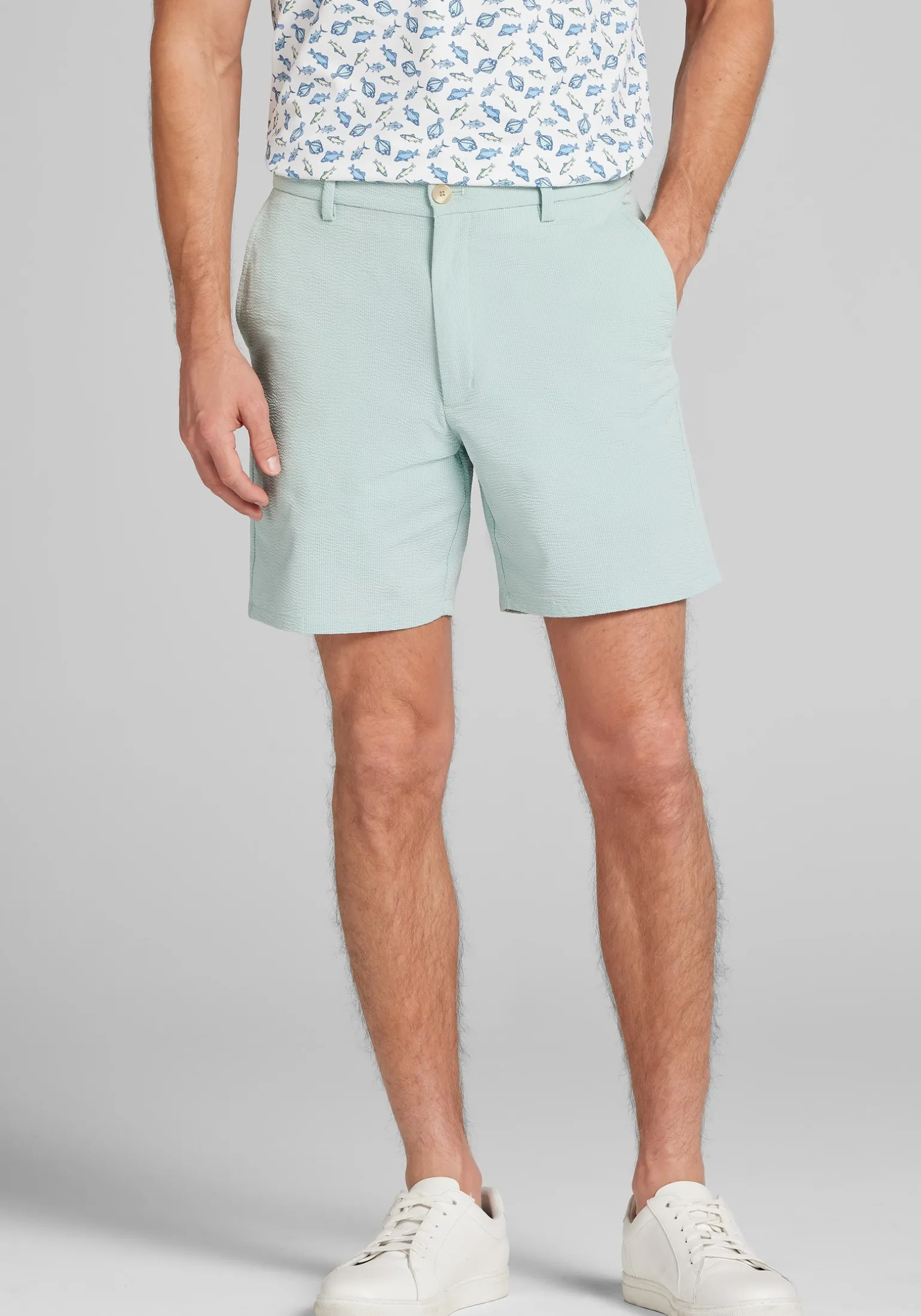 Traveler® Collection Tailored Fit Performance Seersucker Shorts 7'' Inch Inseam CLEARANCE