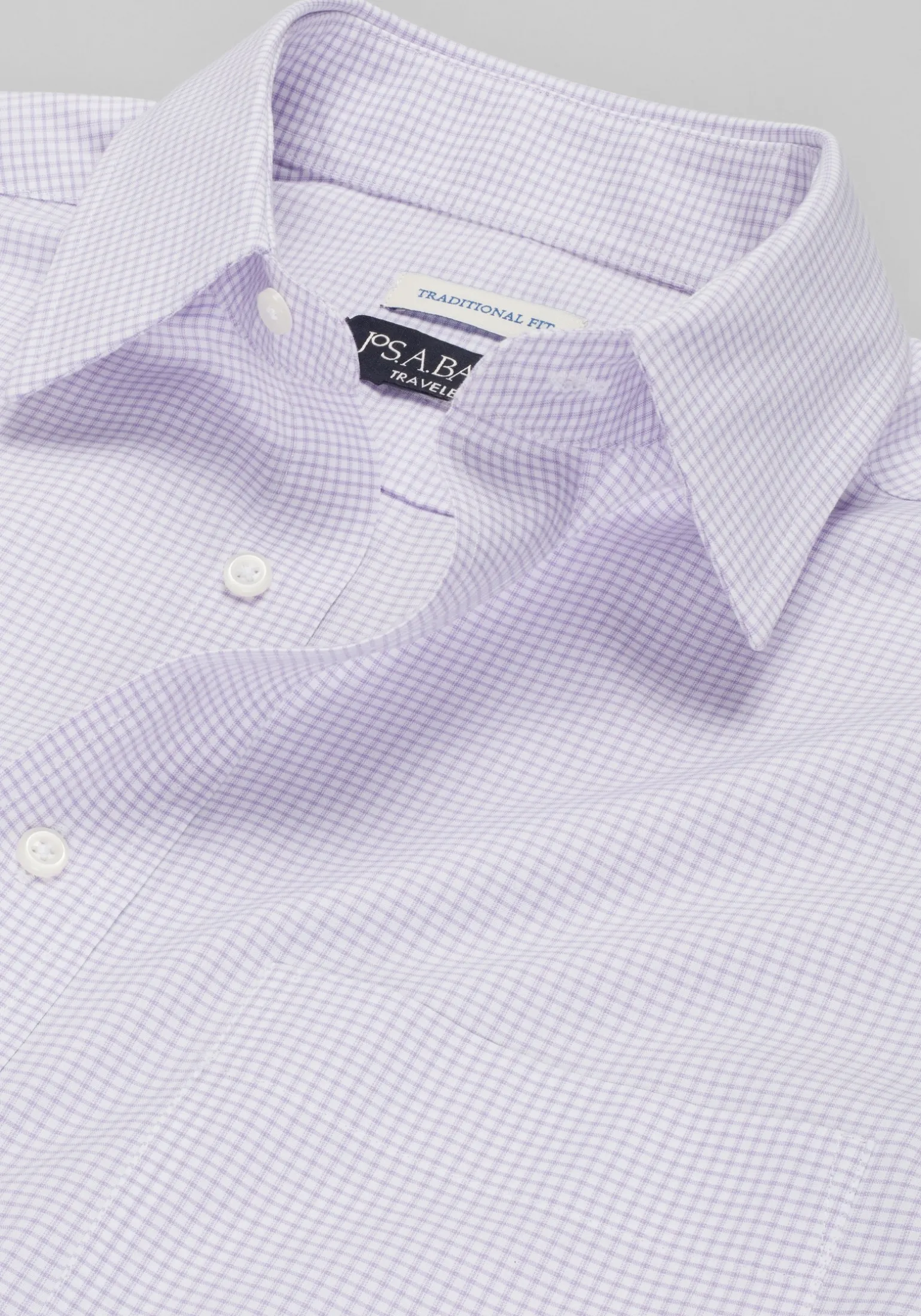 Traveler® Collection Traditional Fit Point Collar Grid Dress Shirt - Big & Tall