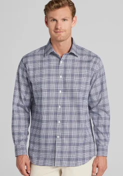 Traveler® Collection Traditional Fit Glen Plaid Button Up Shirt - Big & Tall