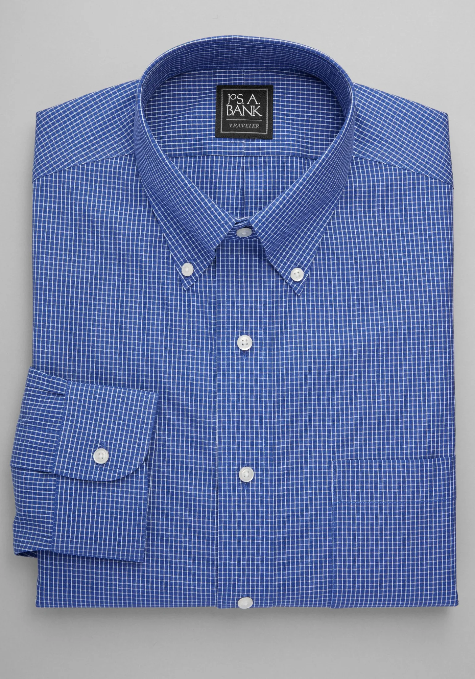 Traveler® Collection Traditional Fit Button-Down Collar Grid Dress Shirt - Big & Tall