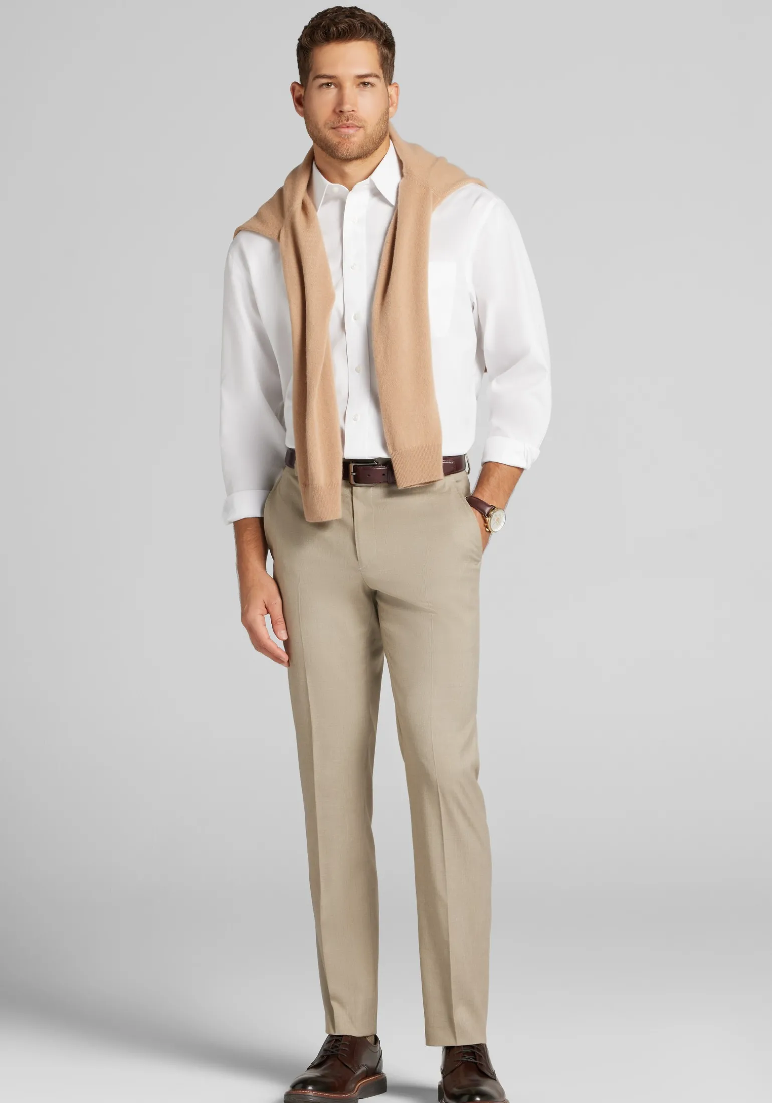 Traveler® Collection Traditional Fit Point Collar Solid Dress Shirt