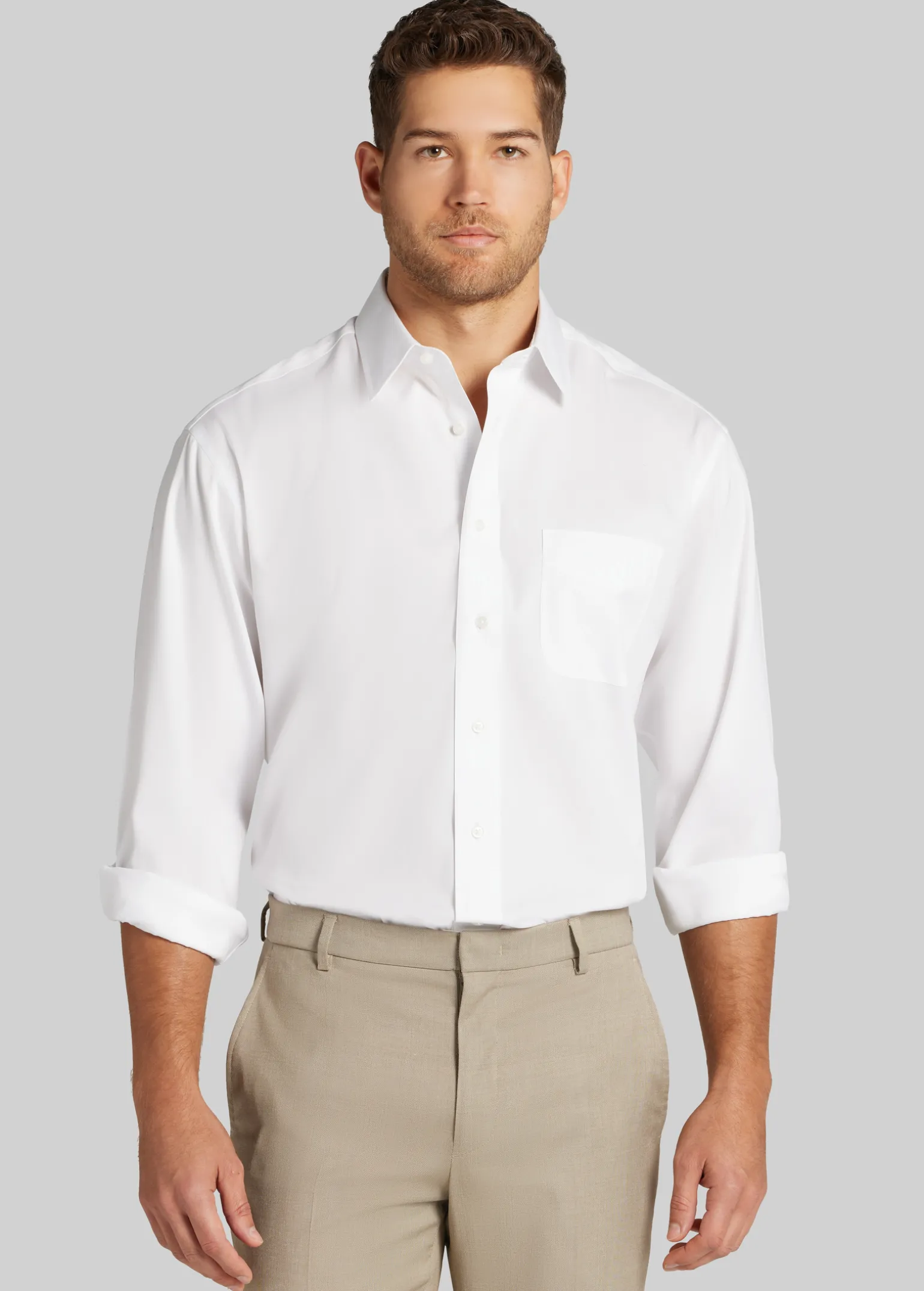 Traveler® Collection Traditional Fit Point Collar Solid Dress Shirt
